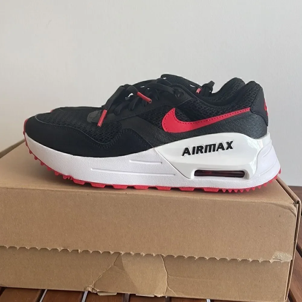 Nike Air Max System Black University Red Women Size 9 Men Size 7.5 (DM9537-005)